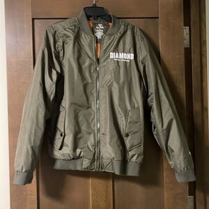 Diamond Supply Company Olive Green Zip Up Bomber Jacket NWOT Size Medium
